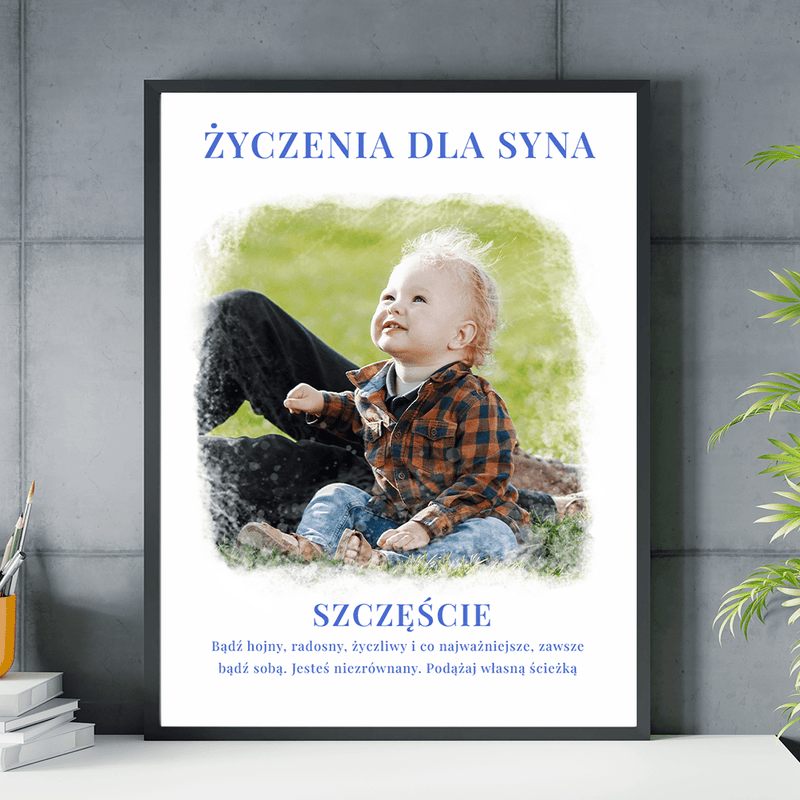 Życzenia dla syna - plakat, spersonalizowany prezent dla dziecka - Adamell.pl