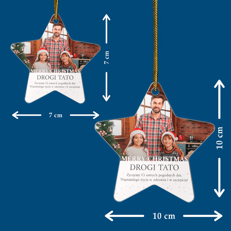 Życzenia Merry Christmas + zdjęcie - bombka choinkowa, spersonalizowany prezent dla taty - Adamell.pl