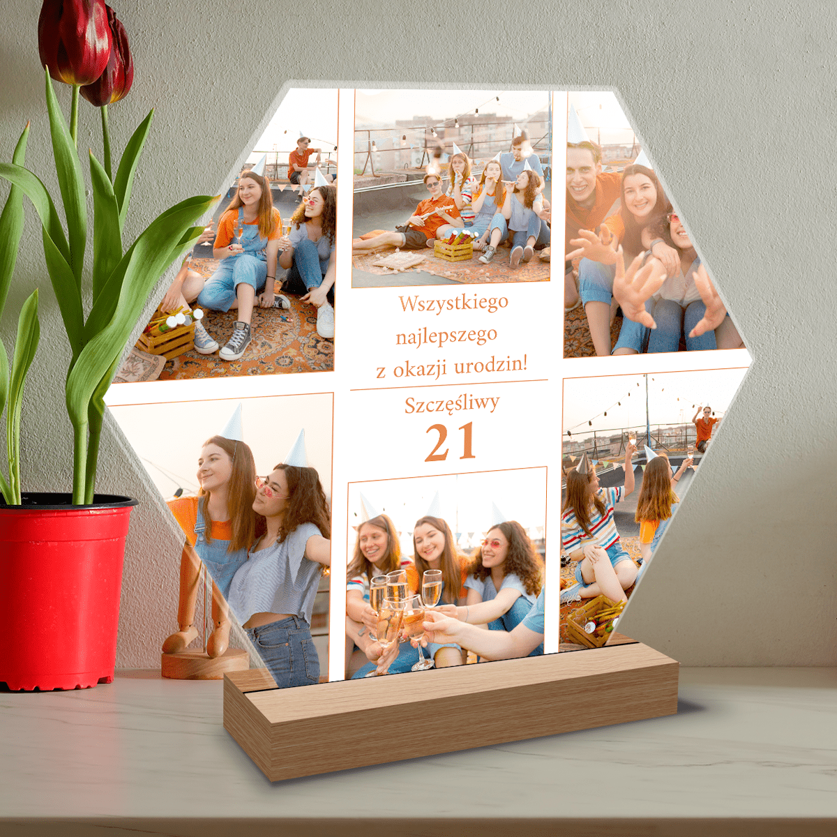 Życzenia na 21. urodziny - Druk na szkle, spersonalizowany prezent dla przyjaciela - Adamell.pl