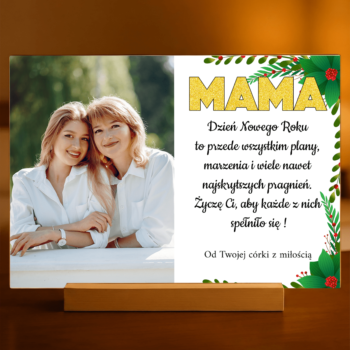 Życzenia na Nowy Rok - Druk na szkle, spersonalizowany prezent dla mamy - Adamell.pl