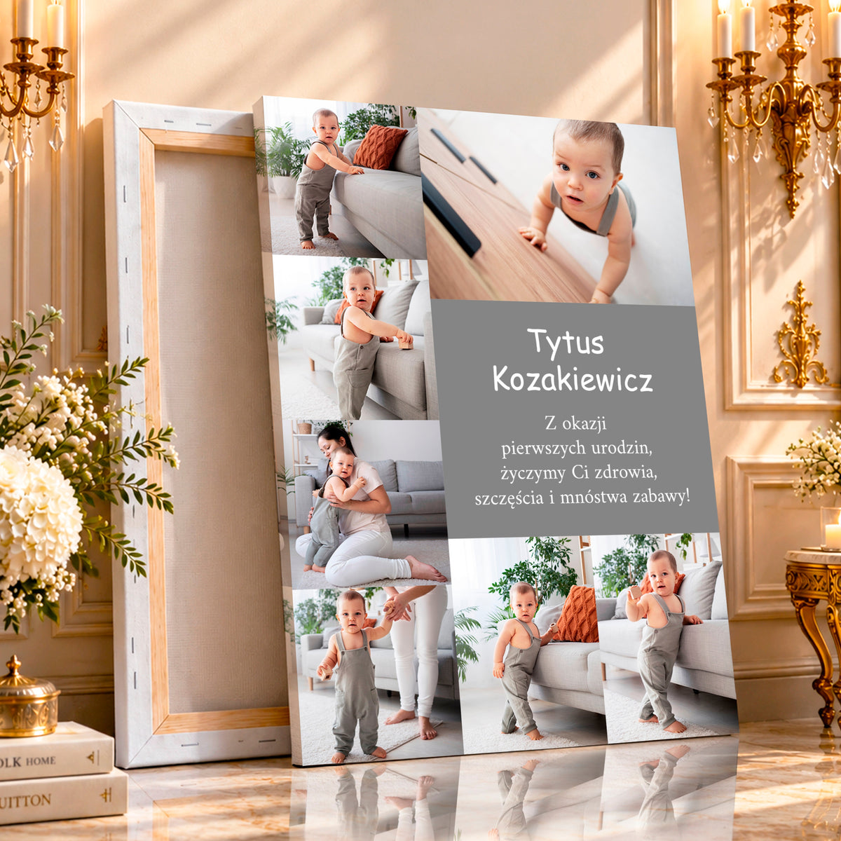 Kolaż ze zdjęć na płótnie Życzenia — prezent na roczek