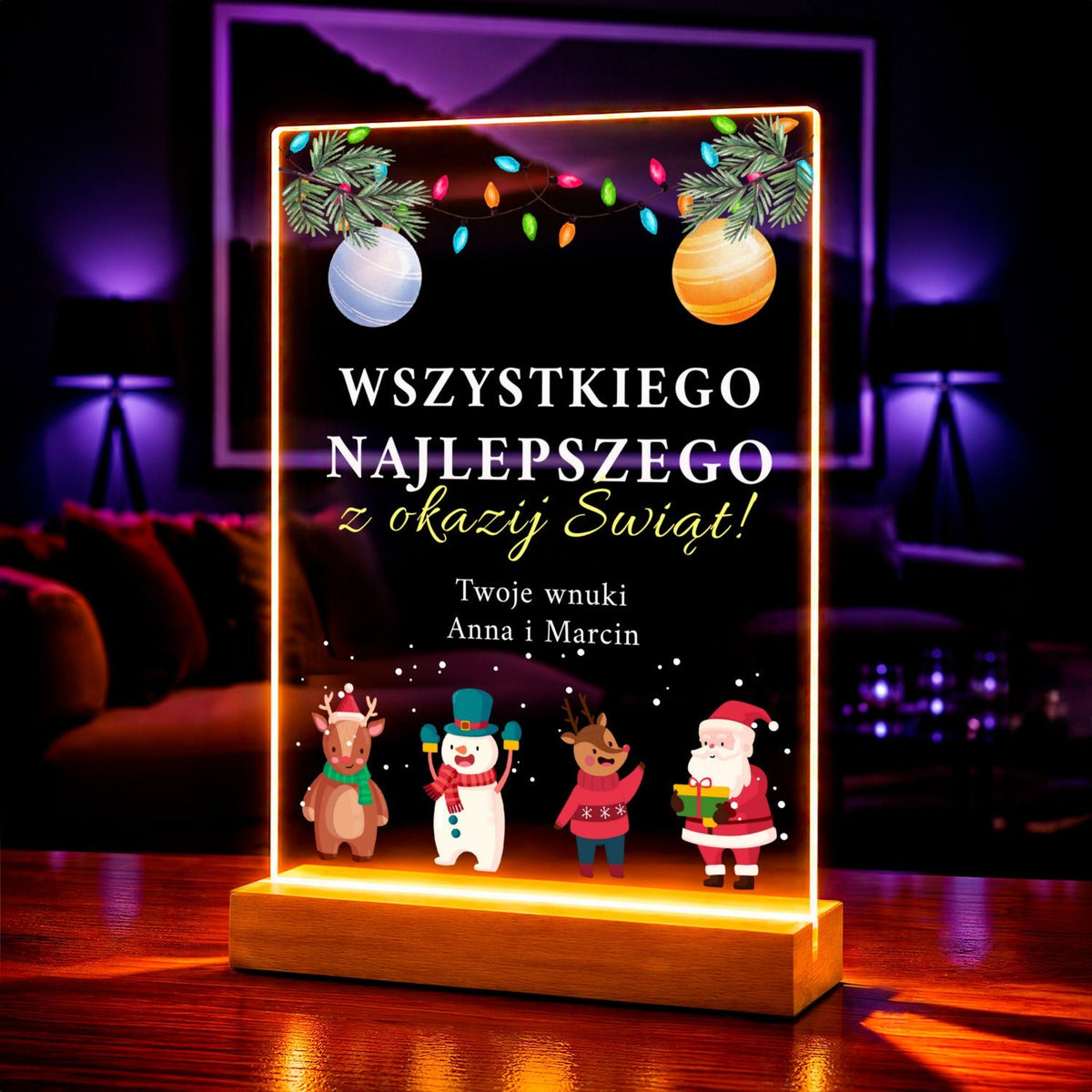 Życzenia na święta - Druk na szkle, spersonalizowany prezent dla dziadków - Adamell.pl