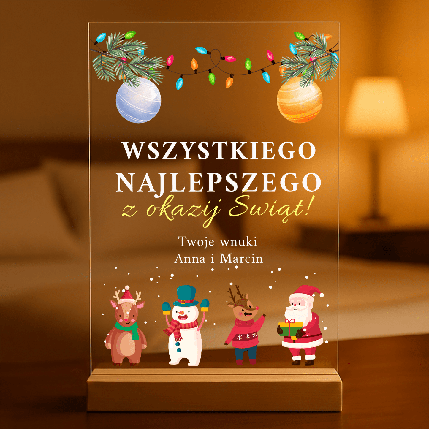 Życzenia na święta - Druk na szkle, spersonalizowany prezent dla dziadków - Adamell.pl