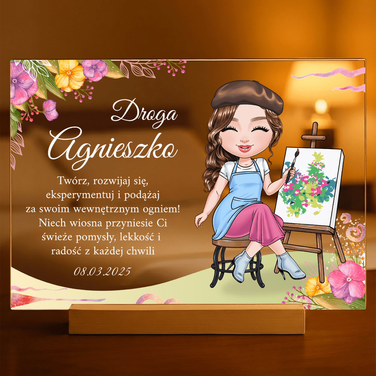 Życzenia od serca dla niej Clipart - Druk na szkle, spersonalizowany prezent dla niej - Adamell.pl