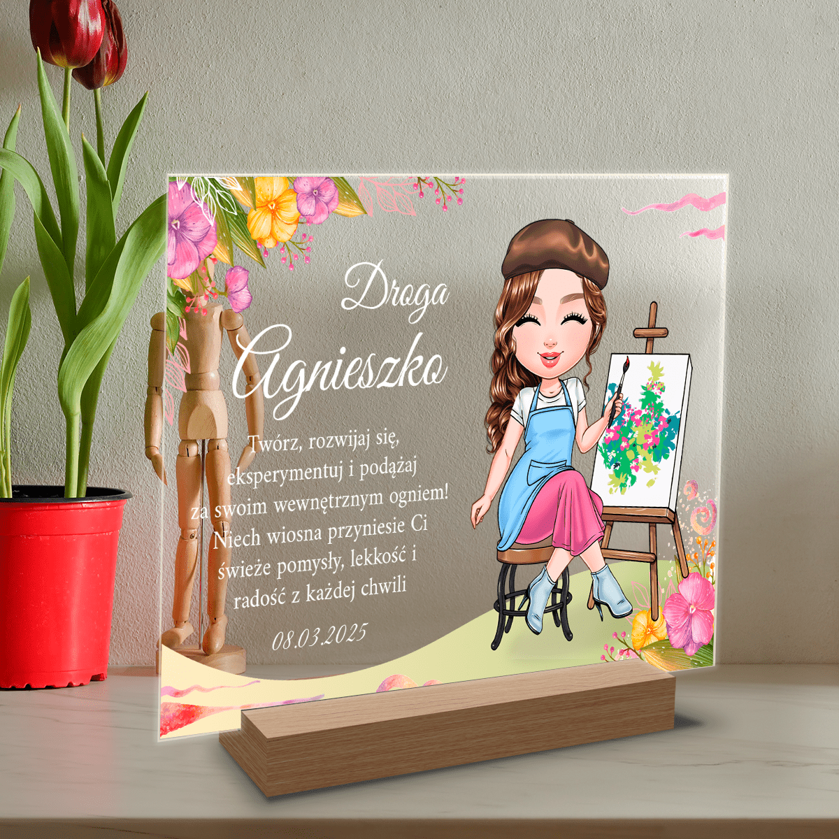 Życzenia od serca dla niej Clipart - Druk na szkle, spersonalizowany prezent dla niej - Adamell.pl