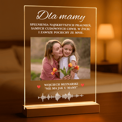 Życzenia + ścieżka muzyczna - Druk na szkle, spersonalizowany dla mamy - Adamell.pl