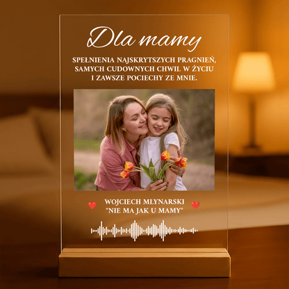 Życzenia + ścieżka muzyczna - Druk na szkle, spersonalizowany dla mamy - Adamell.pl