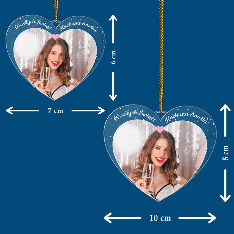 Życzenia świąteczne + zdjęcie - bombka choinkowa, spersonalizowany prezent dla dziewczyny - Adamell.pl