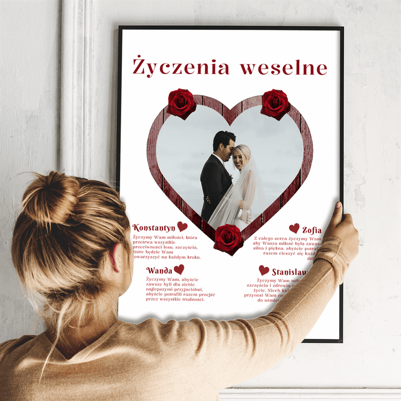 Życzenia weselne - plakat, spersonalizowany prezent dla pary - Adamell.pl