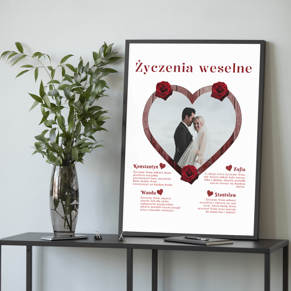Życzenia weselne - plakat, spersonalizowany prezent dla pary - Adamell.pl