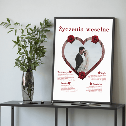 Życzenia weselne - plakat, spersonalizowany prezent dla pary - Adamell.pl