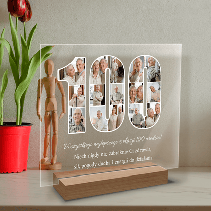 100 lat! - Druk na szkle, spersonalizowany prezent dla niego - Adamell.pl