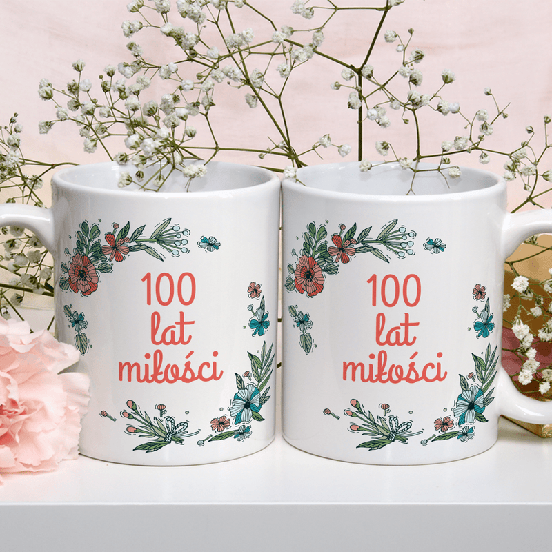 100 lat miłości - 1x Kubek z nadrukiem, spersonalizowany prezent dla pary - Adamell.pl