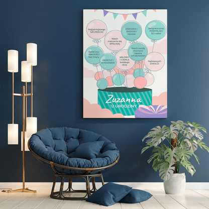 12 urodziny balony - druk na płótnie, spersonalizowany prezent dla dziecka - Adamell.pl