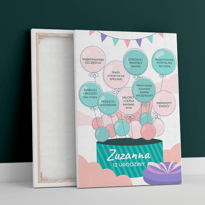12 urodziny balony - druk na płótnie, spersonalizowany prezent dla dziecka - Adamell.pl