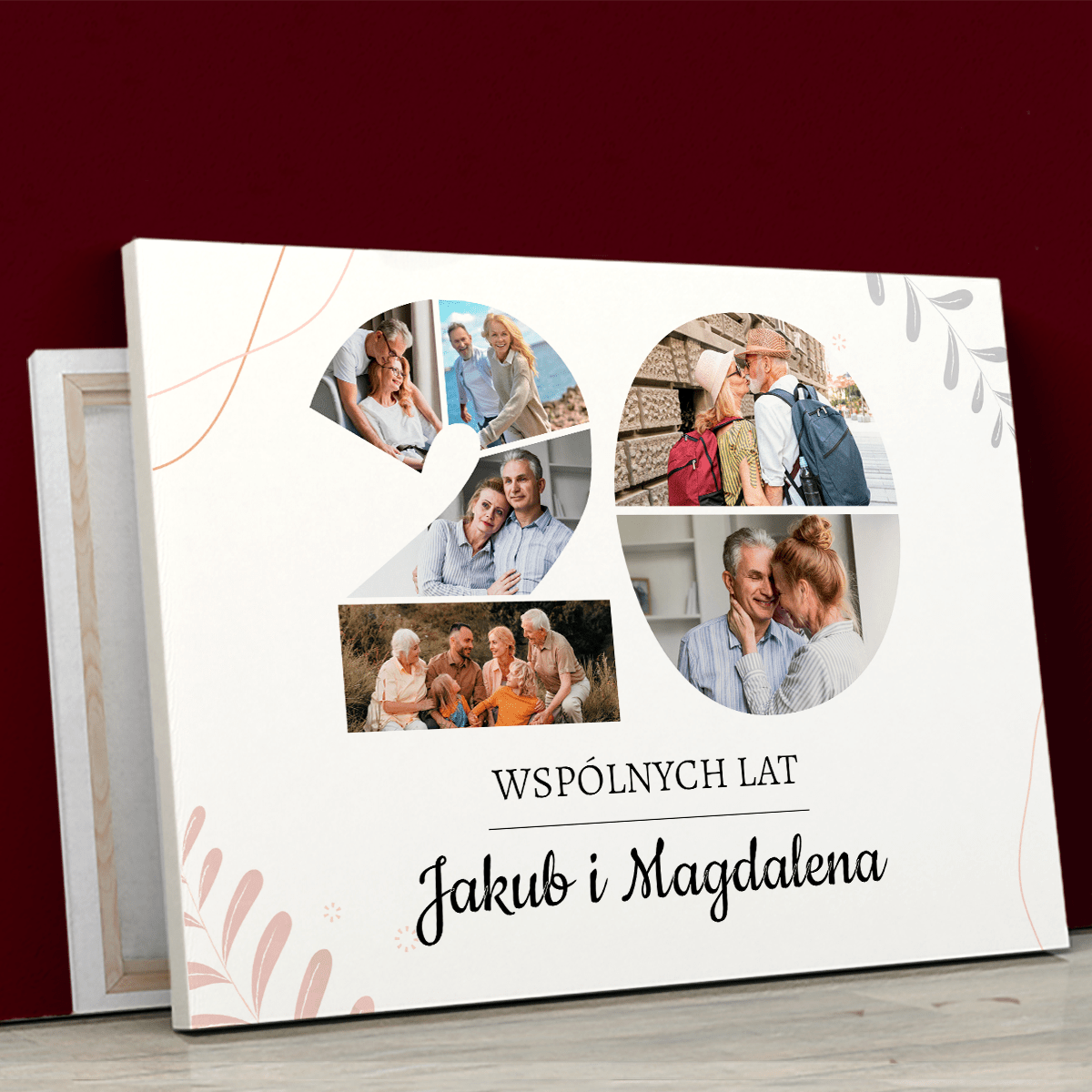 20 wspólnych lat - druk na płótnie, spersonalizowany prezent dla par - Adamell.pl