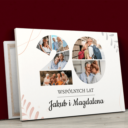 20 wspólnych lat - druk na płótnie, spersonalizowany prezent dla par - Adamell.pl