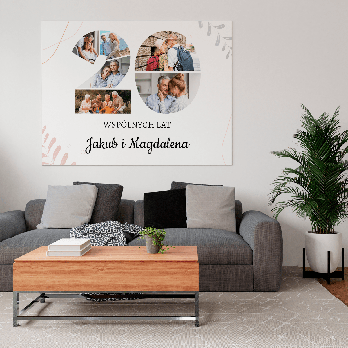 20 wspólnych lat - druk na płótnie, spersonalizowany prezent dla par - Adamell.pl