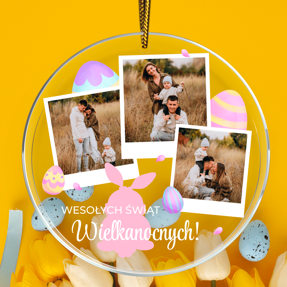 3 zdjęcia + napis wesołych świąt - zawieszka akrylowa, spersonalizowany prezent dla niej - Adamell.pl