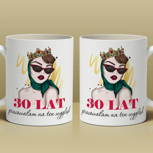 30 lat dama - 1x Kubek z nadrukiem, spersonalizowany prezent dla niej - Adamell.pl