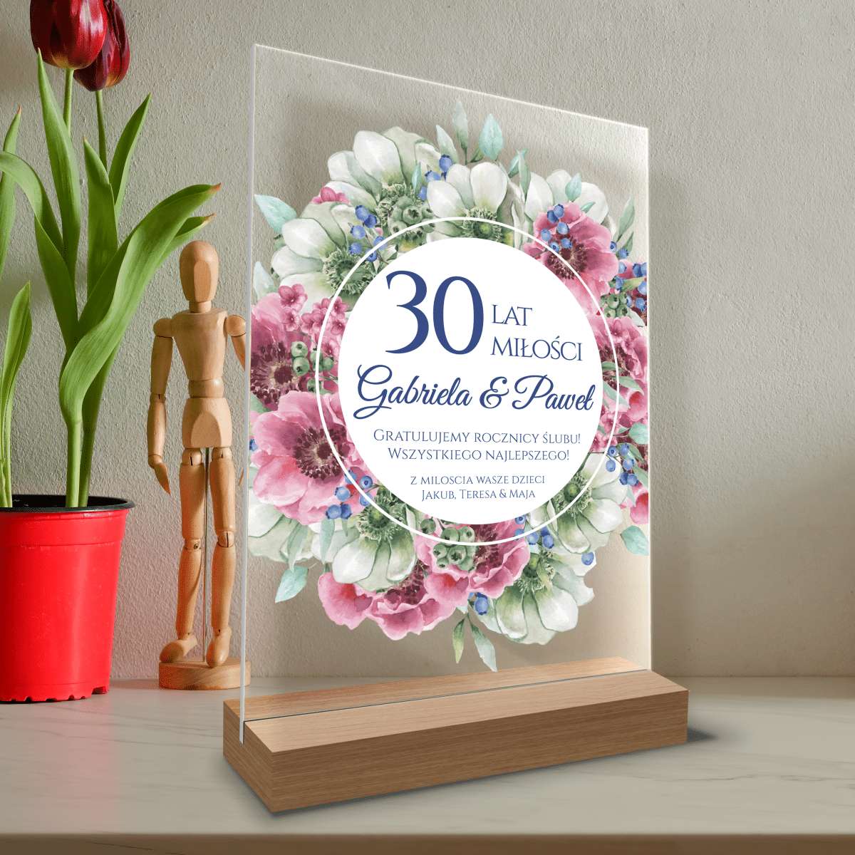 30 lat miłości - Druk na szkle, spersonalizowany prezent dla pary - Adamell.pl
