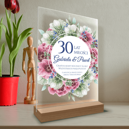 30 lat miłości - Druk na szkle, spersonalizowany prezent dla pary - Adamell.pl