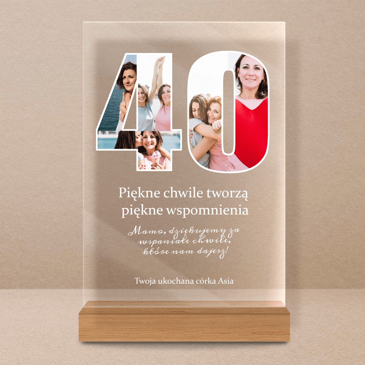 40 urodziny mamy - Druk na szkle, spersonalizowany prezent dla mamy - Adamell.pl - Wyjątkowe Prezenty