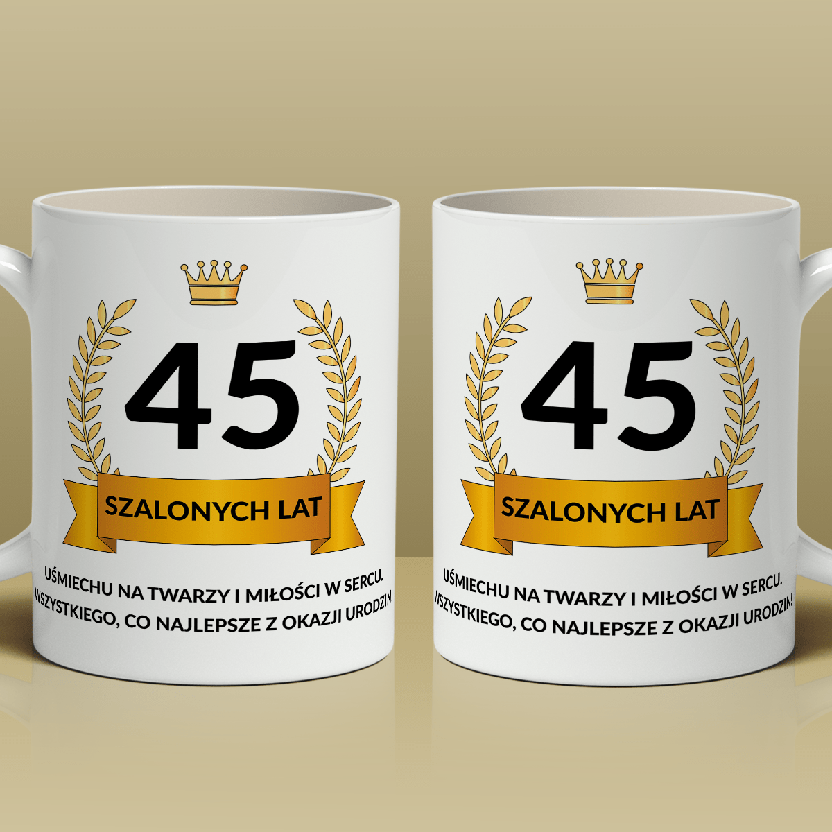 45 szalonych lat - 1x Kubek z nadrukiem, spersonalizowany prezent na urodziny - Adamell.pl