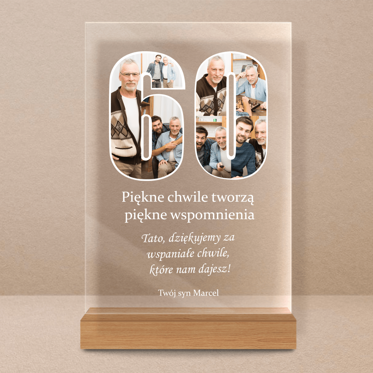 60 urodziny - Druk na szkle, spersonalizowany prezent dla taty - Adamell.pl - Wyjątkowe Prezenty