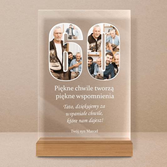 60 urodziny - Druk na szkle, spersonalizowany prezent dla taty - Adamell.pl - Wyjątkowe Prezenty