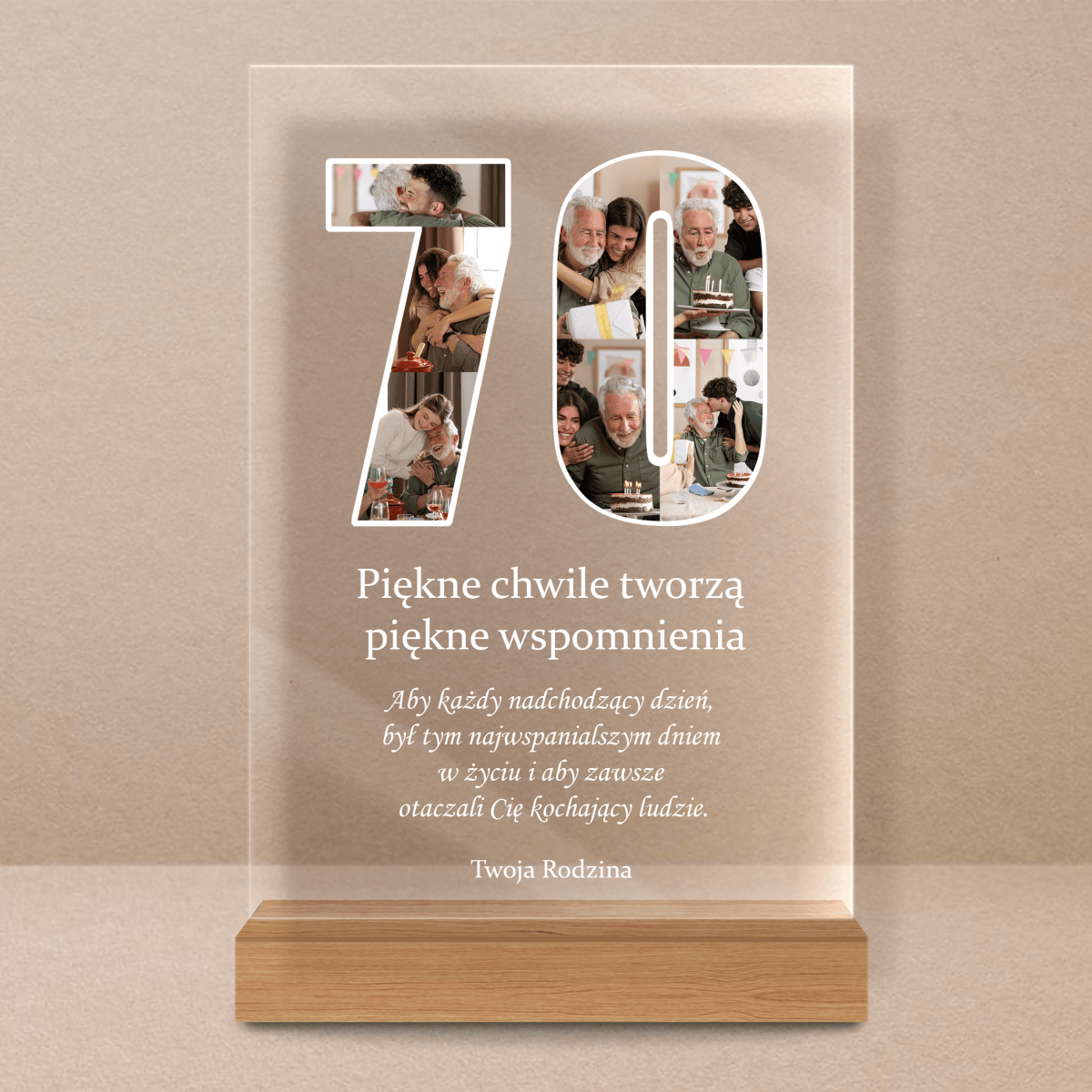 70. urodziny - Druk na szkle, spersonalizowany prezent - Adamell.pl - Wyjątkowe Prezenty