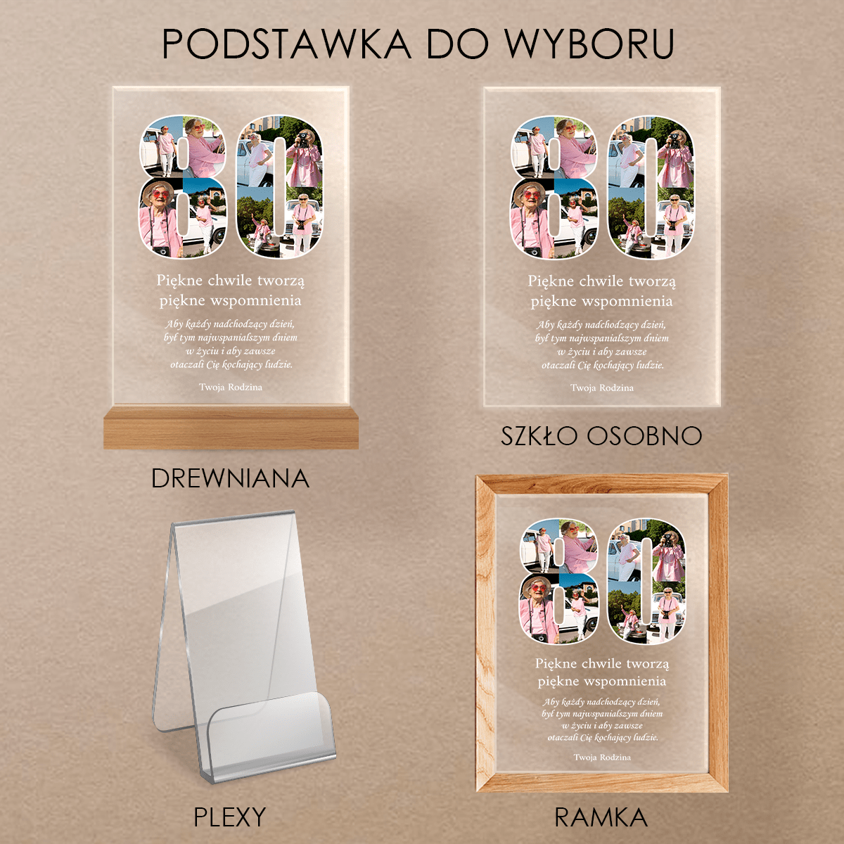 80 lat - Druk na szkle, spersonalizowany prezent na urodziny - Adamell.pl