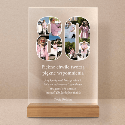 80 lat - Druk na szkle, spersonalizowany prezent na urodziny - Adamell.pl