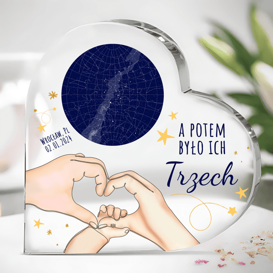 A potem było ich trzech - Szklane serce, spersonalizowany prezent dla rodziców - Adamell.pl