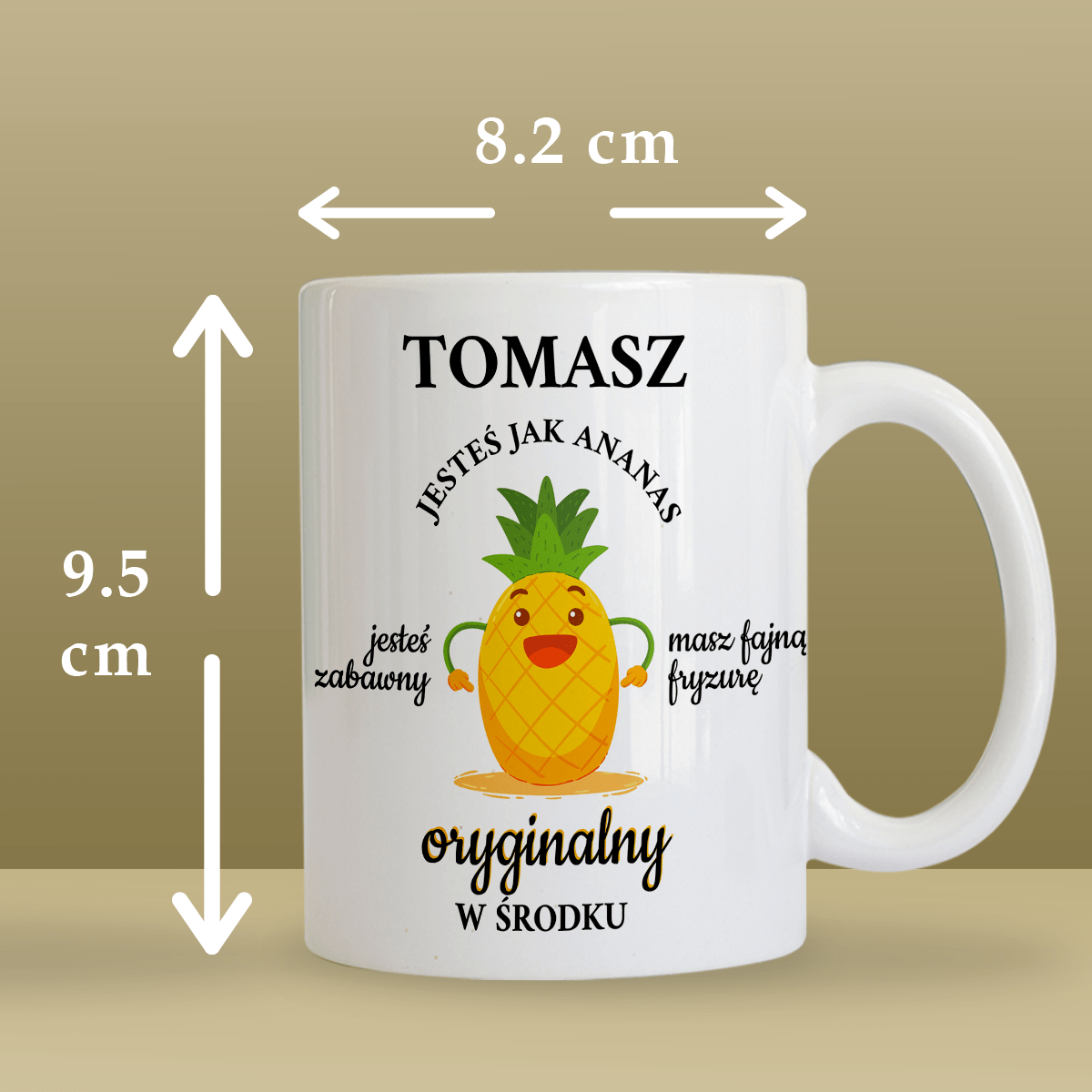 Ananas - 1x Kubek z nadrukiem, spersonalizowany prezent dla chłopaka - Adamell.pl