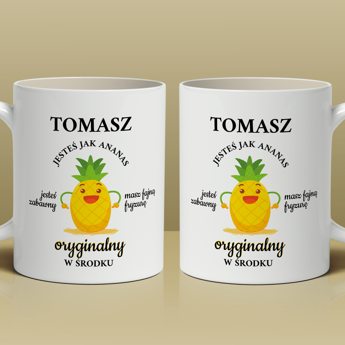 Ananas - 1x Kubek z nadrukiem, spersonalizowany prezent dla chłopaka - Adamell.pl