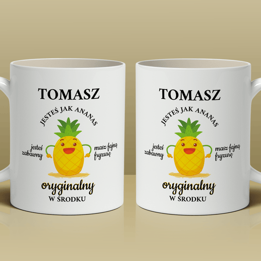 Ananas - 1x Kubek z nadrukiem, spersonalizowany prezent dla chłopaka - Adamell.pl