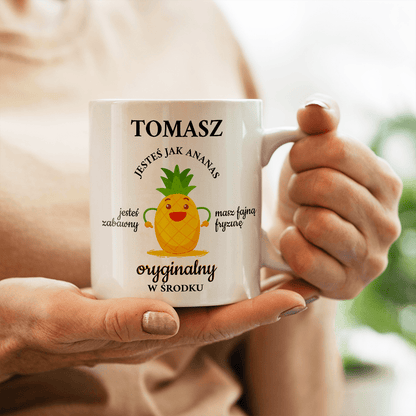 Ananas - 1x Kubek z nadrukiem, spersonalizowany prezent dla chłopaka - Adamell.pl