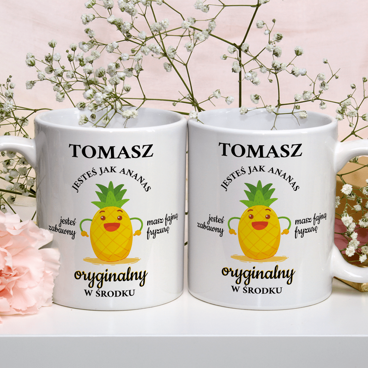 Ananas - 1x Kubek z nadrukiem, spersonalizowany prezent dla chłopaka - Adamell.pl