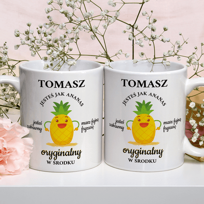 Ananas - 1x Kubek z nadrukiem, spersonalizowany prezent dla chłopaka - Adamell.pl