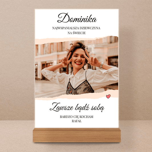 Bądź sobą - Druk na szkle, spersonalizowany prezent dla niej - Adamell.pl