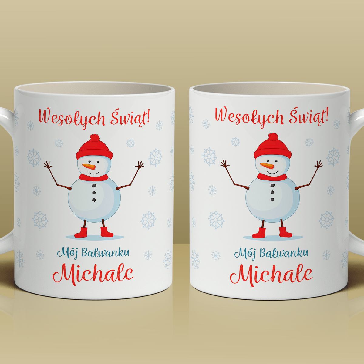 Bałwanek - 1x Kubek z nadrukiem, spersonalizowany prezent dla dziecka - Adamell.pl