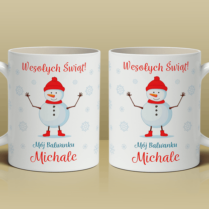 Bałwanek - 1x Kubek z nadrukiem, spersonalizowany prezent dla dziecka - Adamell.pl