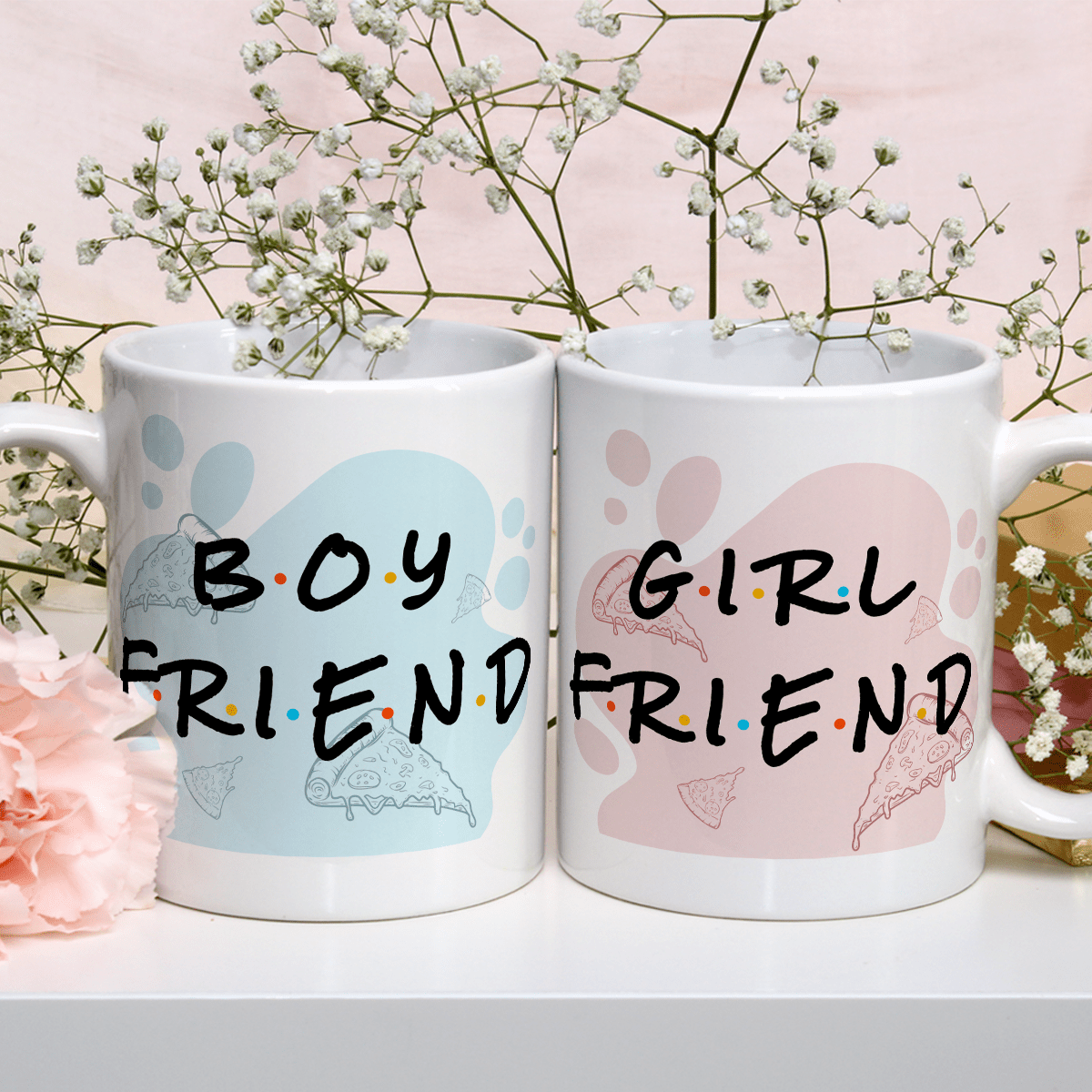 Boyfriend & Girlfriend - Zestaw 2 x Kubek z nadrukiem, spersonalizowany prezent dla pary - Adamell.pl