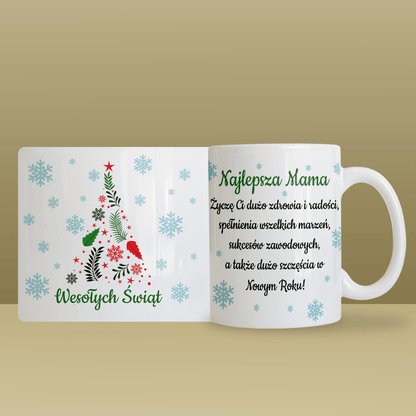 Ciepłe życzenia gwiazdkowe - 1x Kubek z nadrukiem, spersonalizowany prezent dla mamy - Adamell.pl
