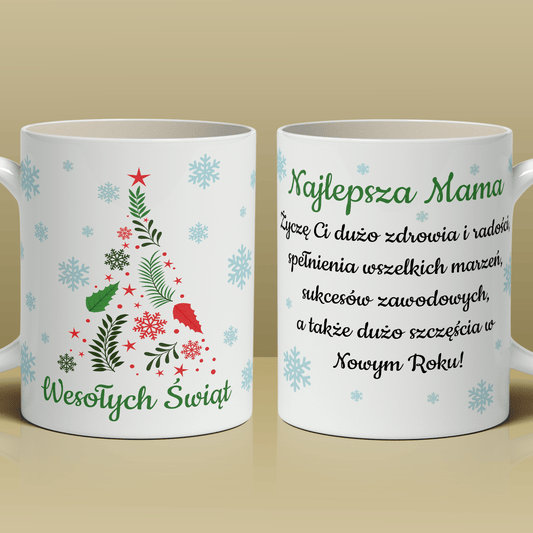 Ciepłe życzenia gwiazdkowe - 1x Kubek z nadrukiem, spersonalizowany prezent dla mamy - Adamell.pl