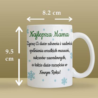 Ciepłe życzenia gwiazdkowe - 1x Kubek z nadrukiem, spersonalizowany prezent dla mamy - Adamell.pl