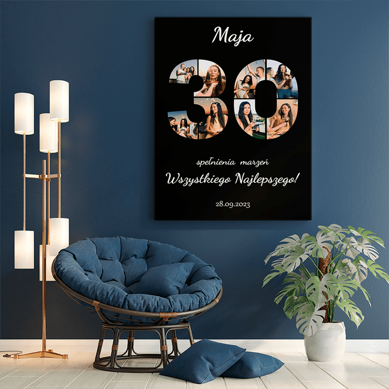 Ciepłe życzenia na 30. urodziny - druk na płótnie, spersonalizowany prezent dla kobiety - Adamell.pl