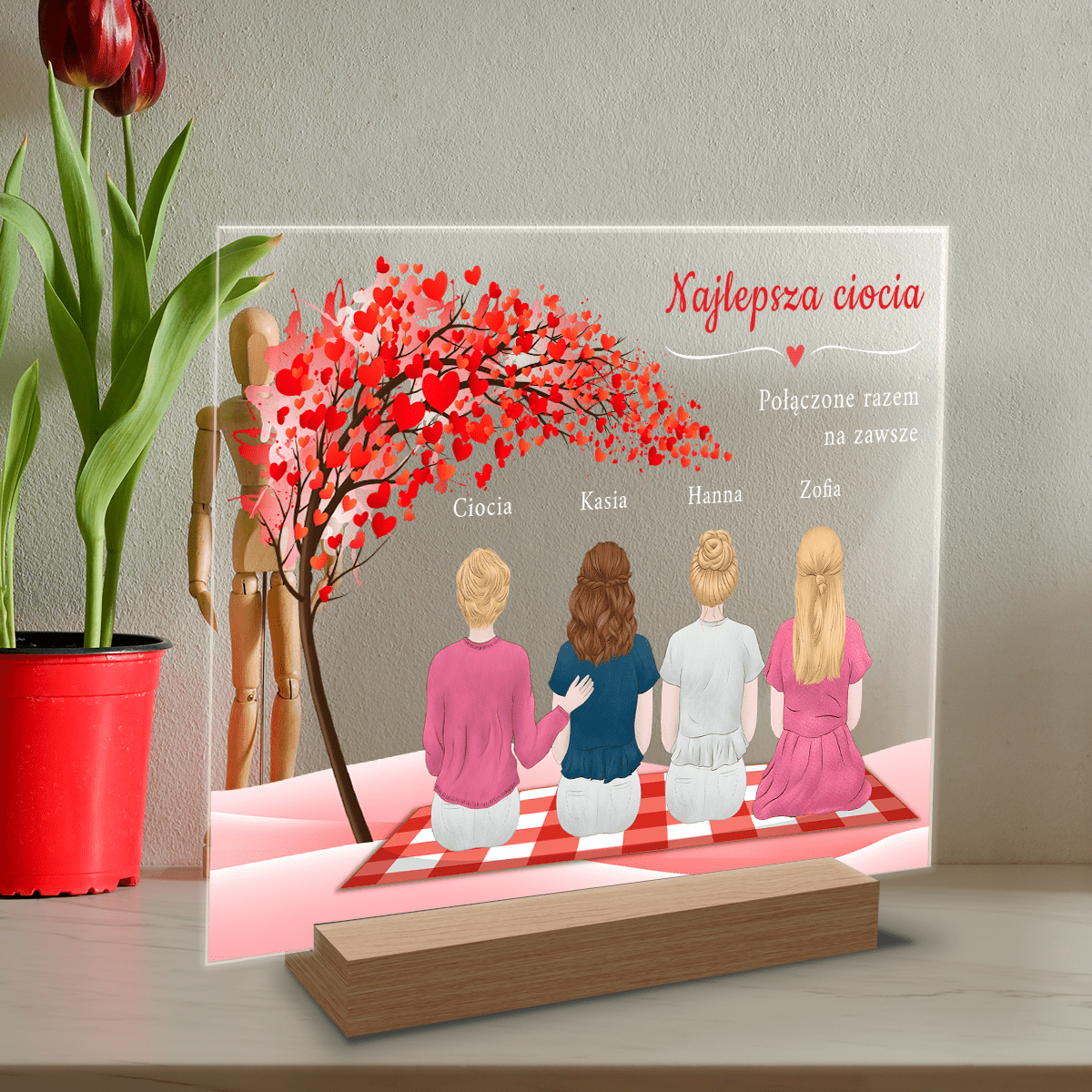 Ciocia clipart - Druk na szkle, spersonalizowany prezent dla cioci - Adamell.pl