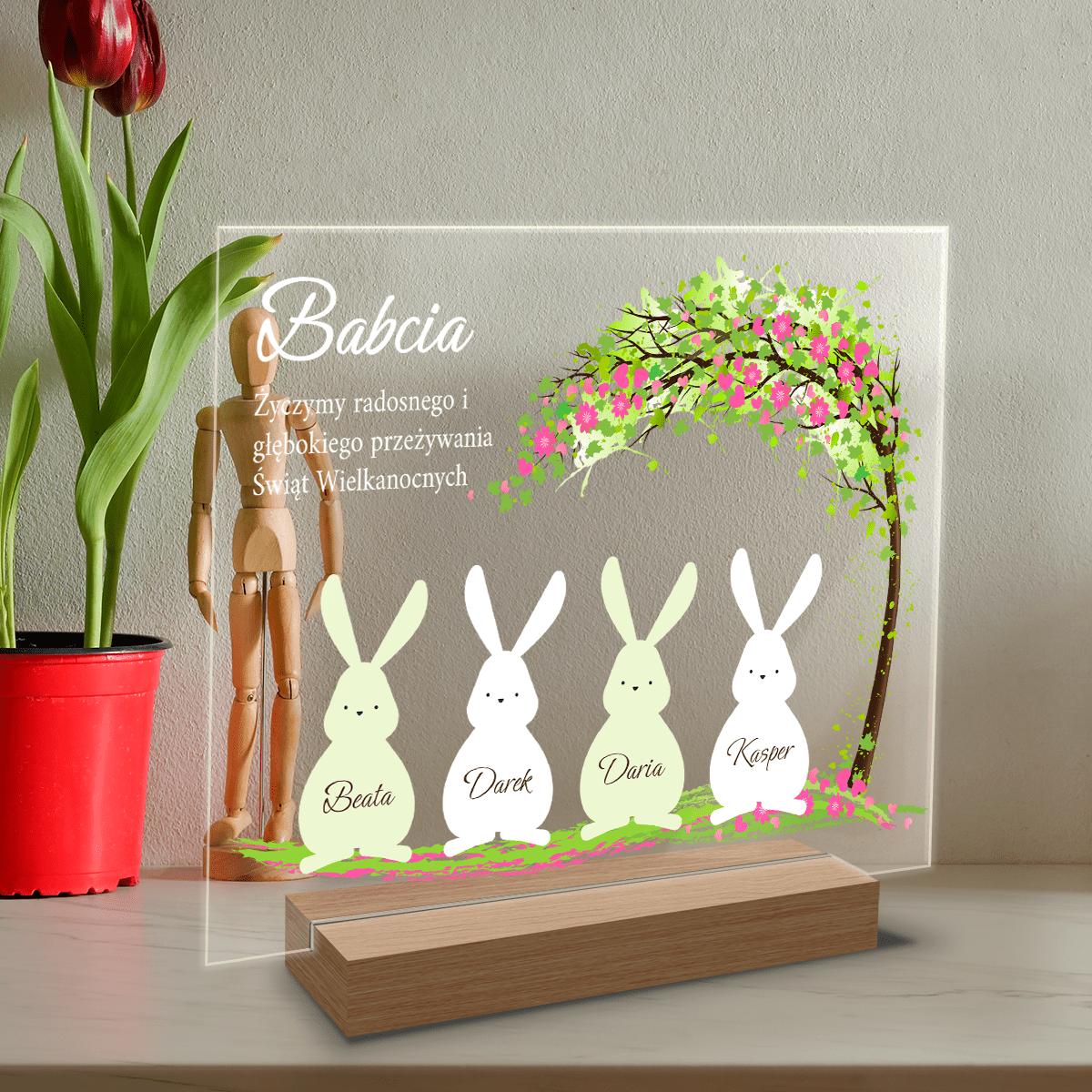 Clipart króliczki wielkanocne - Druk na szkle, spersonalizowany prezent dla babci - Adamell.pl
